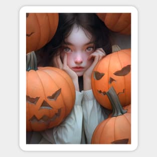 Halloween Pumpkin Girl Sticker